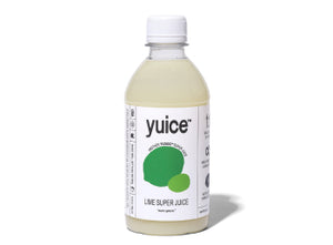 Front view of 13oz Lime Super Juice bottle showcasing label on white background